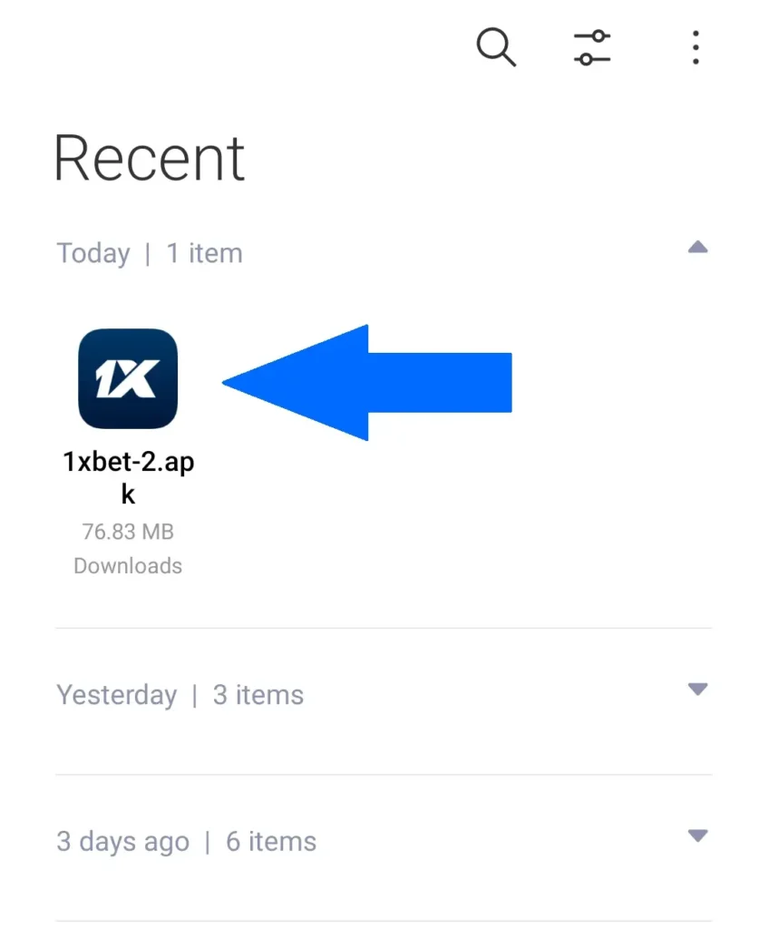 File Instalasi untuk 1xBet app